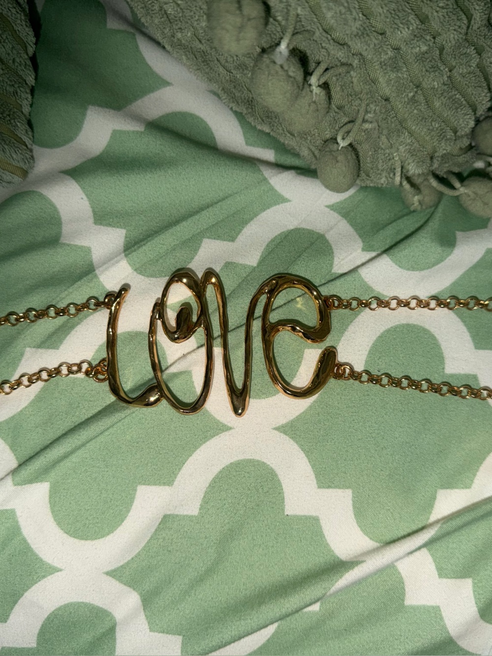 Zara Gold 'LOVE' Script Chain Necklace